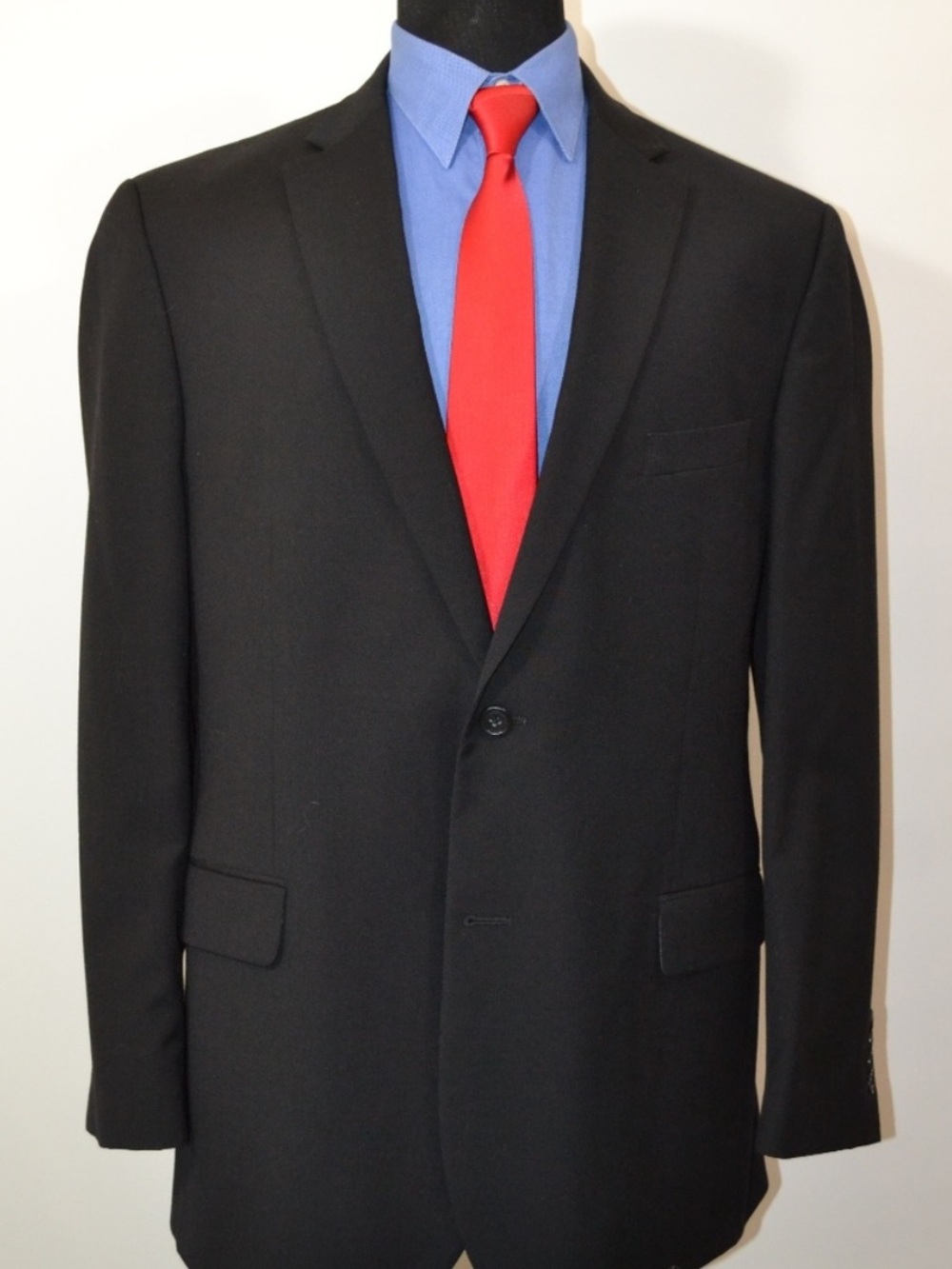 Pronto Uomo 46L Sport Coat Blazer Suit Jacket Black WOOL